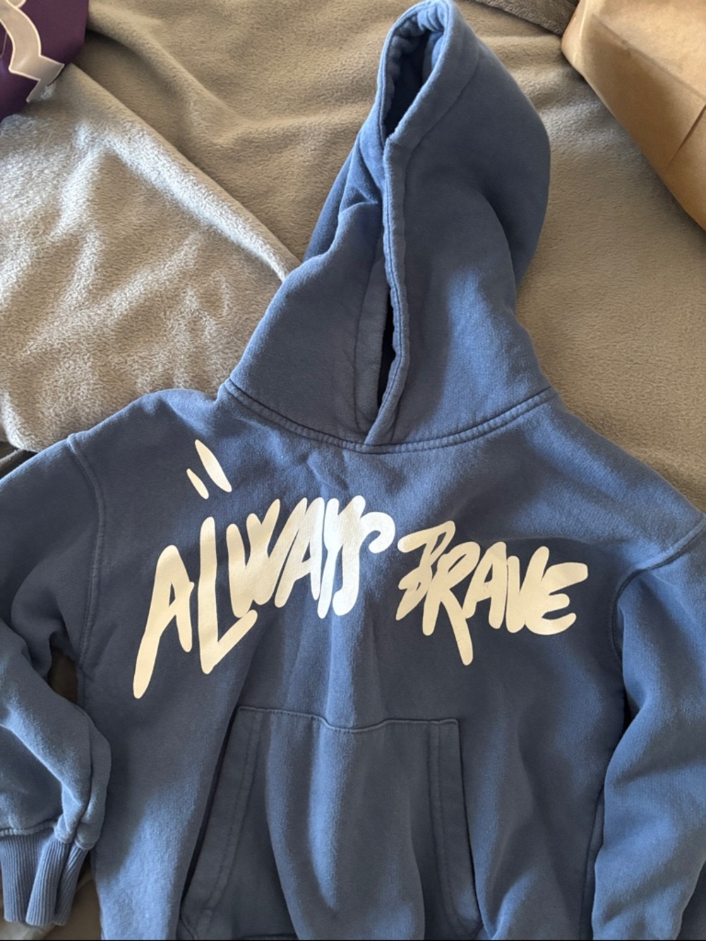 Kids Blue "Always Brave" Graphic Hoodie